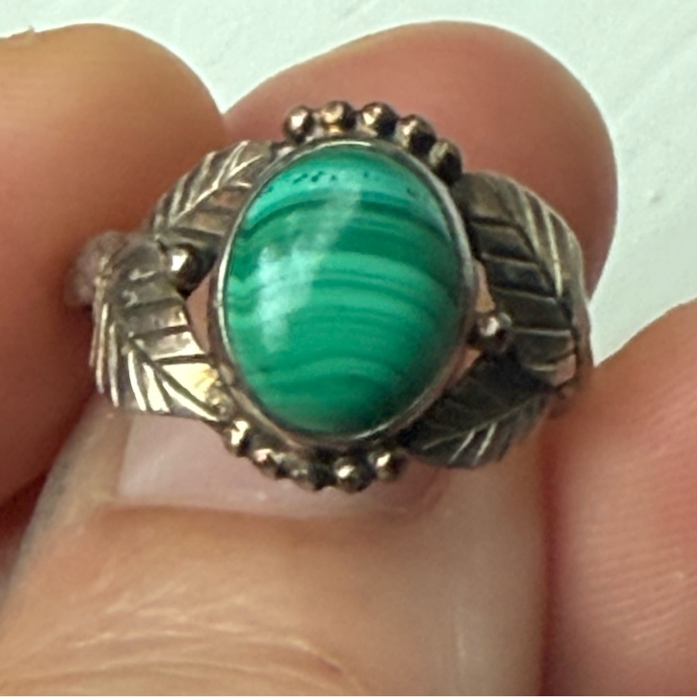 Sterling Malachite Ring - image 2
